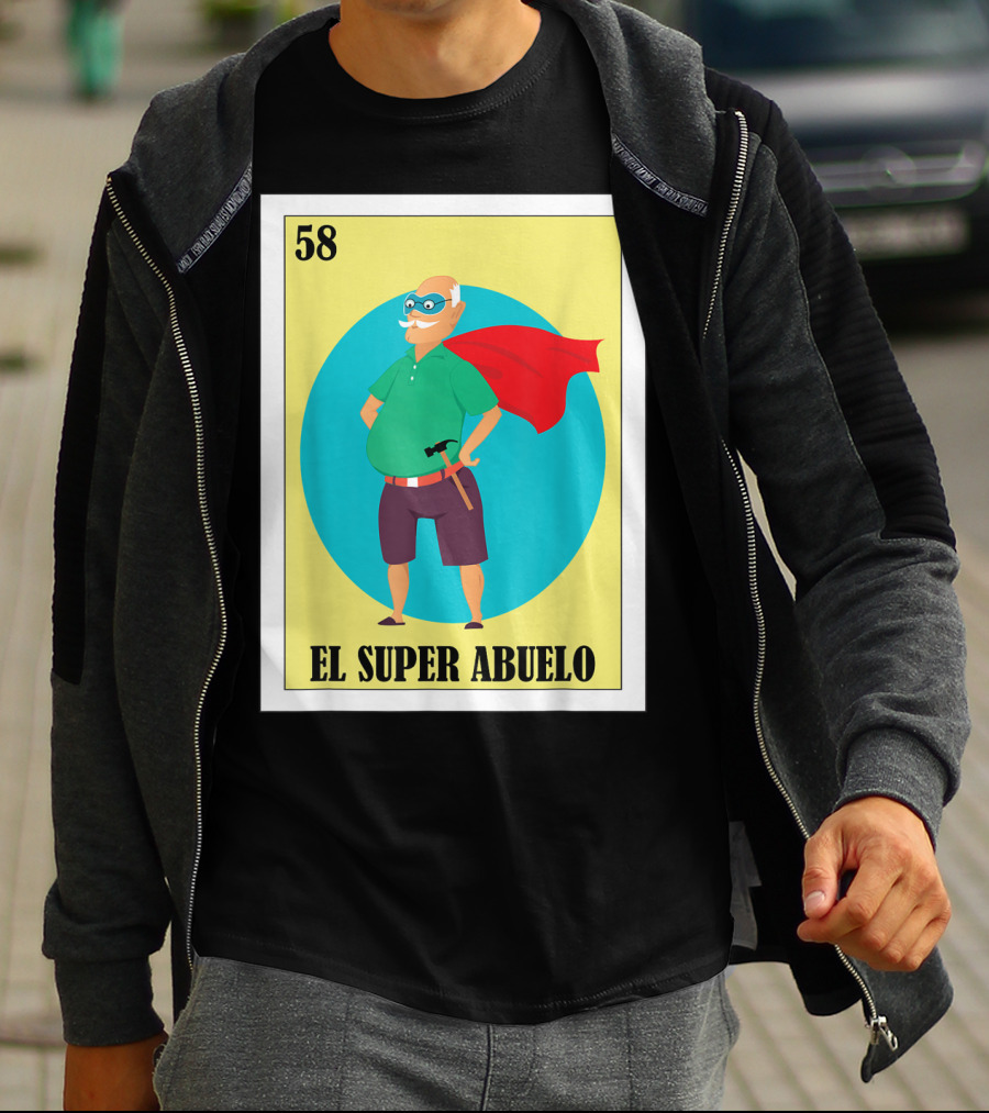 58 Mens Loteria El Super Abuelo Reg Hero Grandpa T-Shirt