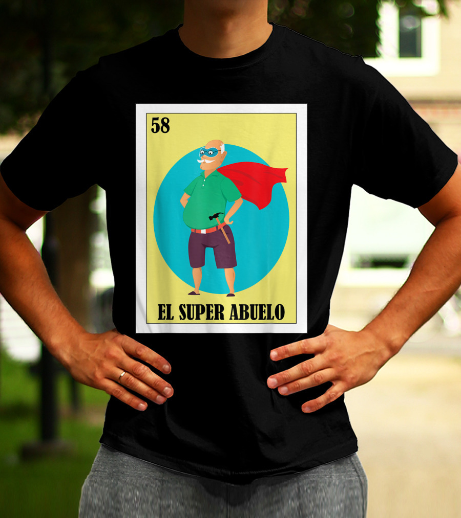58 Mens Loteria El Super Abuelo Reg Hero Grandpa T-Shirt