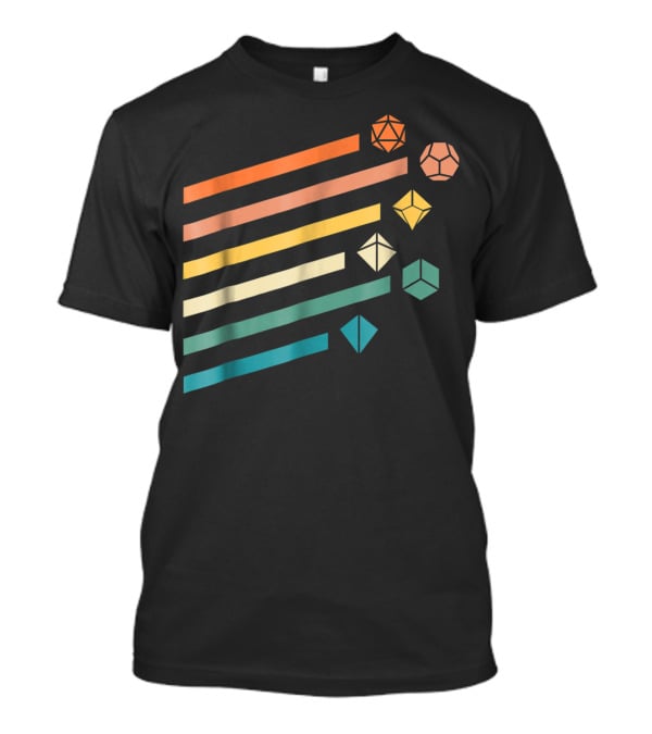 Minimalist Polyhedral Dice Set Colors Retro Stripes T-Shirt