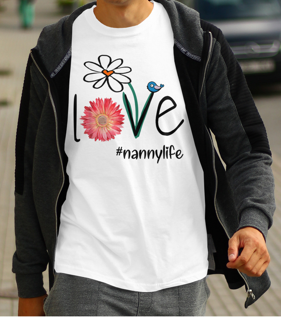 Love Floral Heart Mom Nanny Life #mimilife T-Shirt