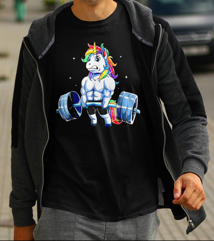 Muscle Unicorn Rainbow Powerlifting T-Shirt