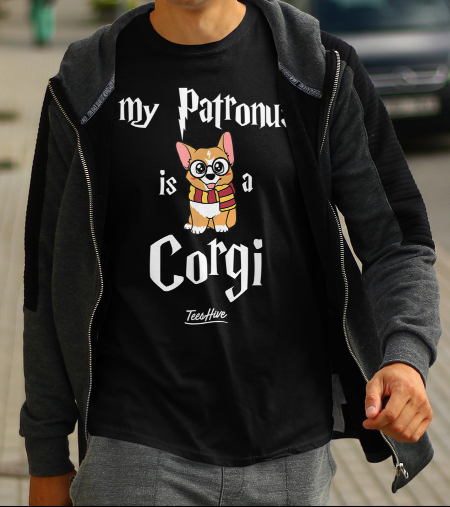 My Patronus Is A Corgi Dog Funny Corgi Love TeesHive T-Shirt