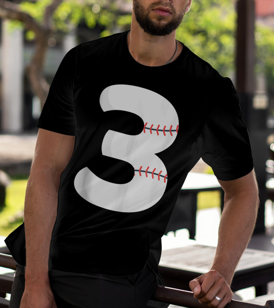Number 3 Baseball Pitcher Batter Team Concept T-Shirt