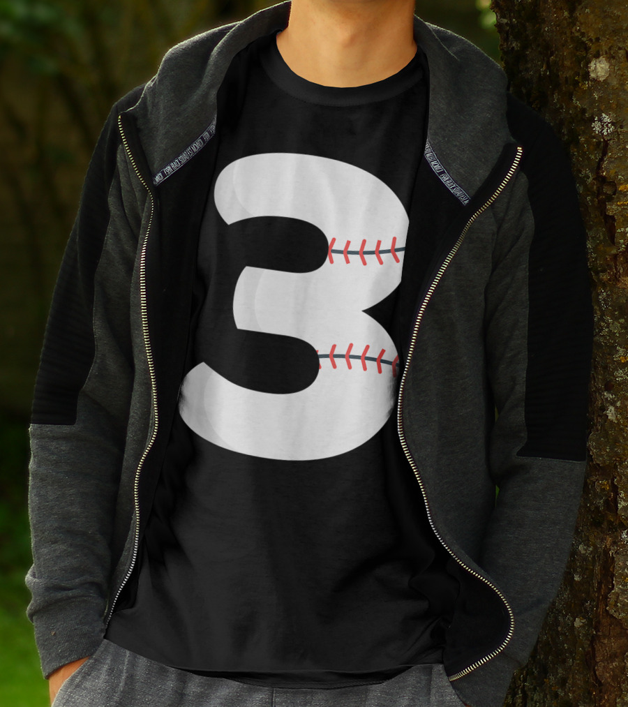 Number 3 Baseball Pitcher Batter Team Concept T-Shirt