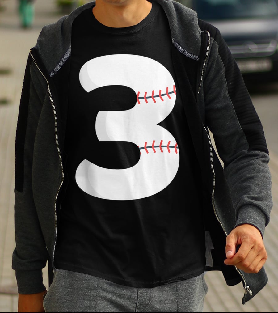 Number 3 Baseball Pitcher Batter Team Concept T-Shirt