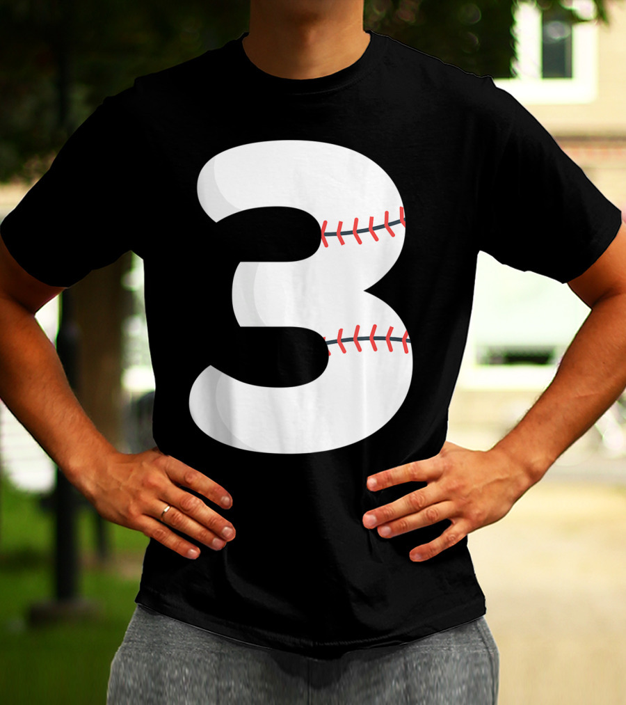 Number 3 Baseball Pitcher Batter Team Concept T-Shirt