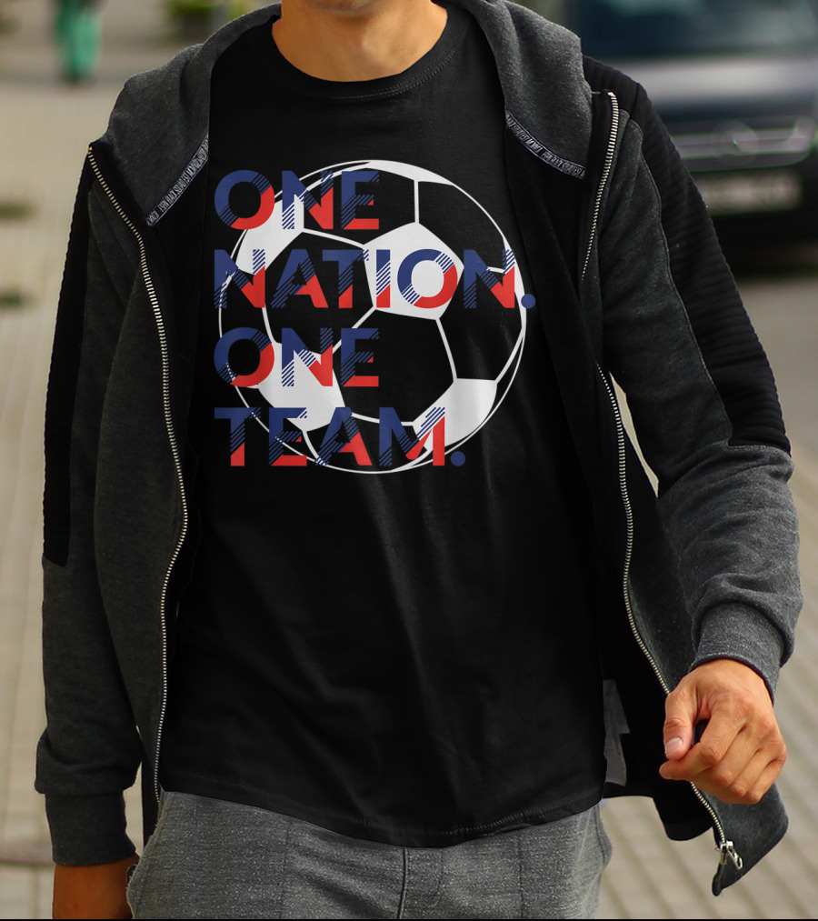 One Nation One Team Soccer Ball United States France T-Shirt