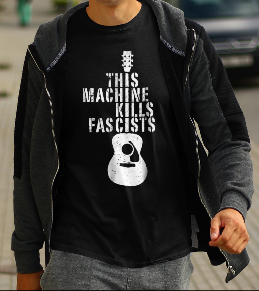 This Machine Kills Fascists Guitar Image T-Shirt