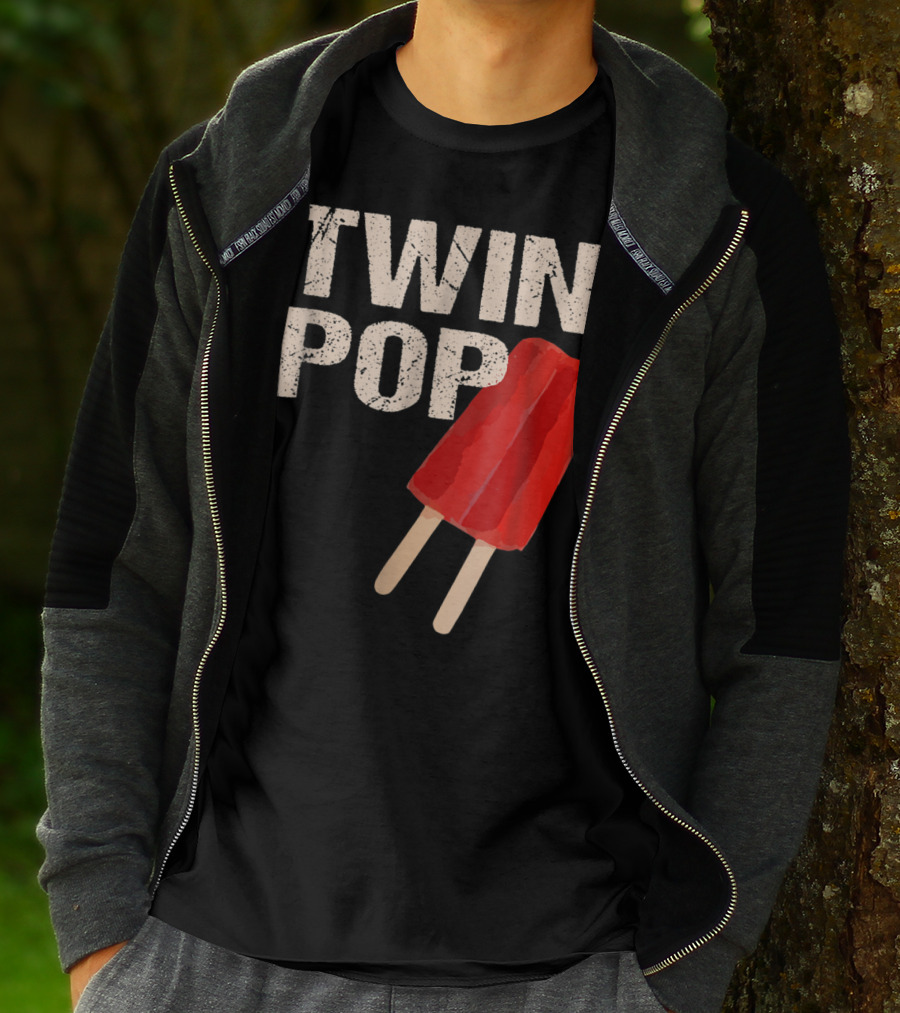 TWIN POP For Grandpa Twins Dad Ice Cream Popsicle T-Shirt