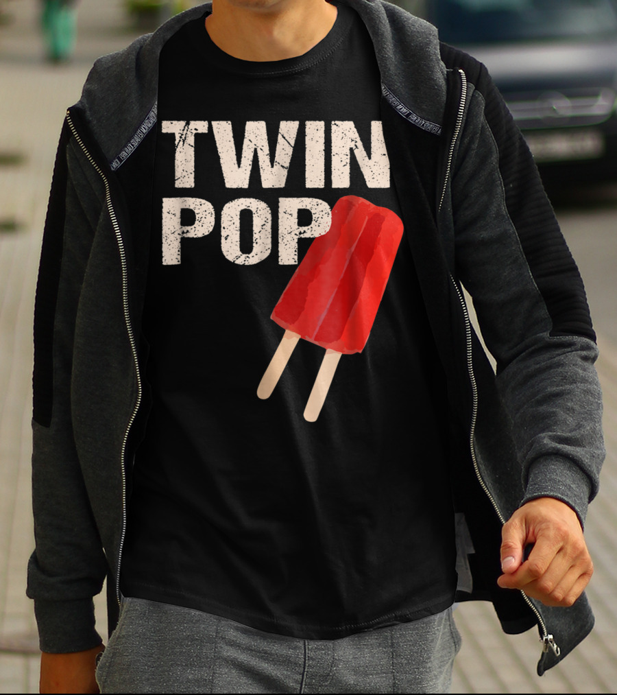 TWIN POP For Grandpa Twins Dad Ice Cream Popsicle T-Shirt