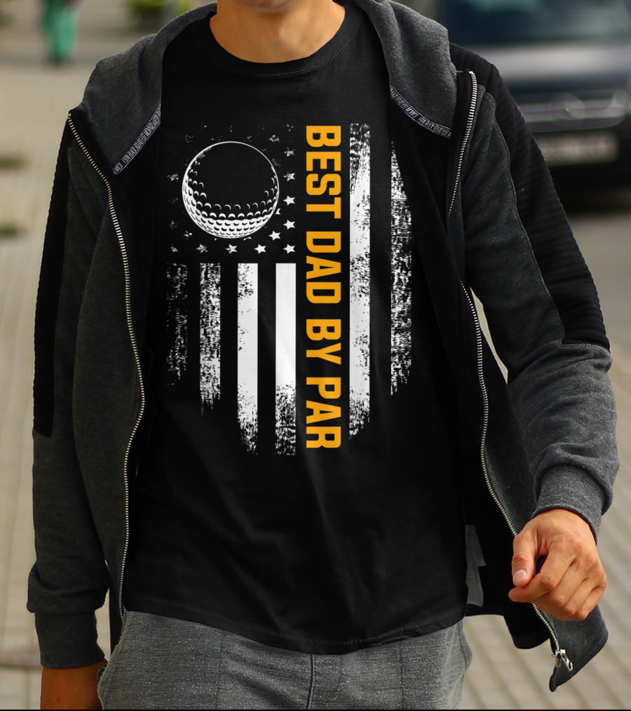Vintage Best Dad By Par American Flag Golf Father's Day T-Shirt