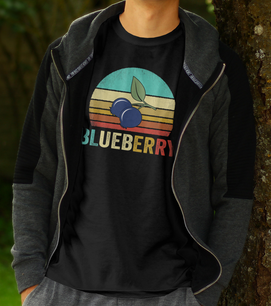 Vintage Blueberry Retro Sunset Stripes T-Shirt