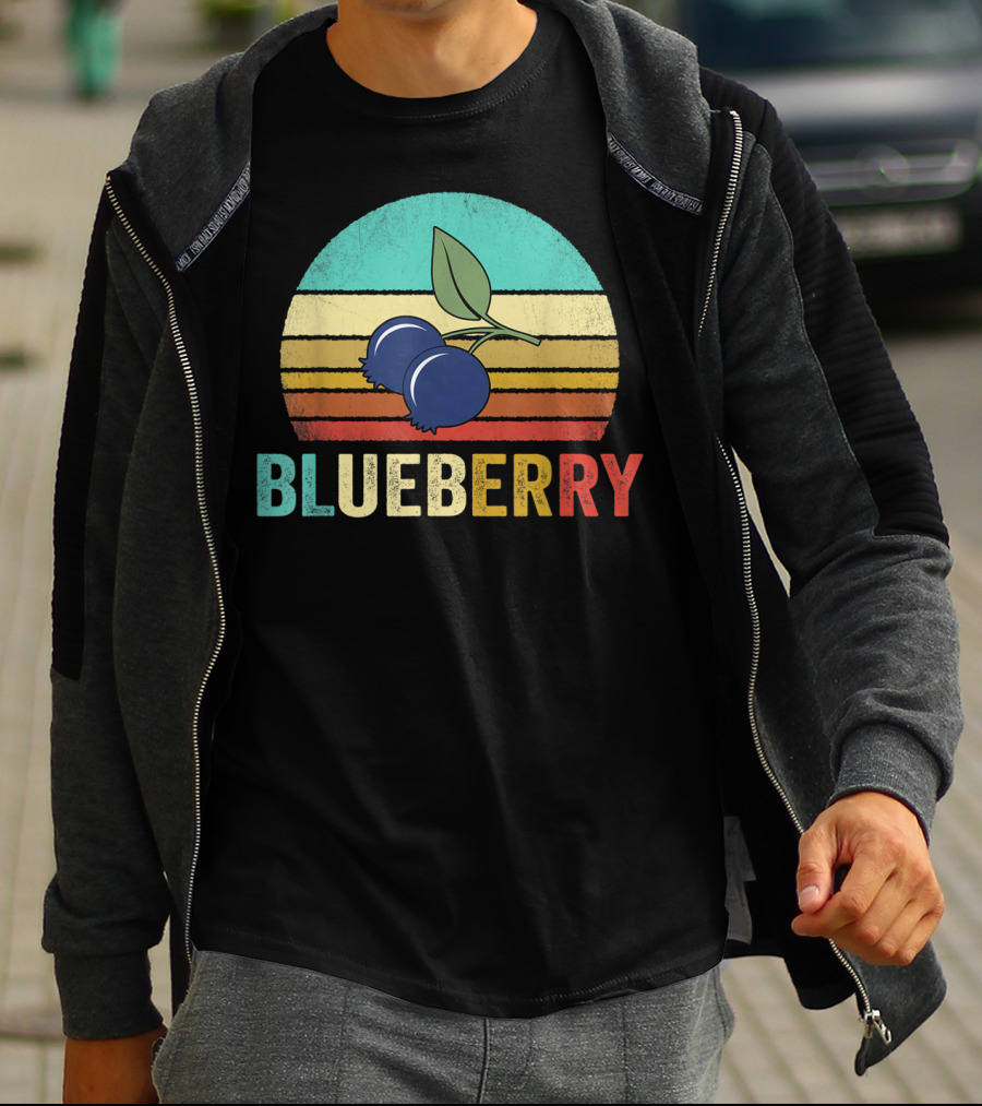 Vintage Blueberry Retro Sunset Stripes T-Shirt