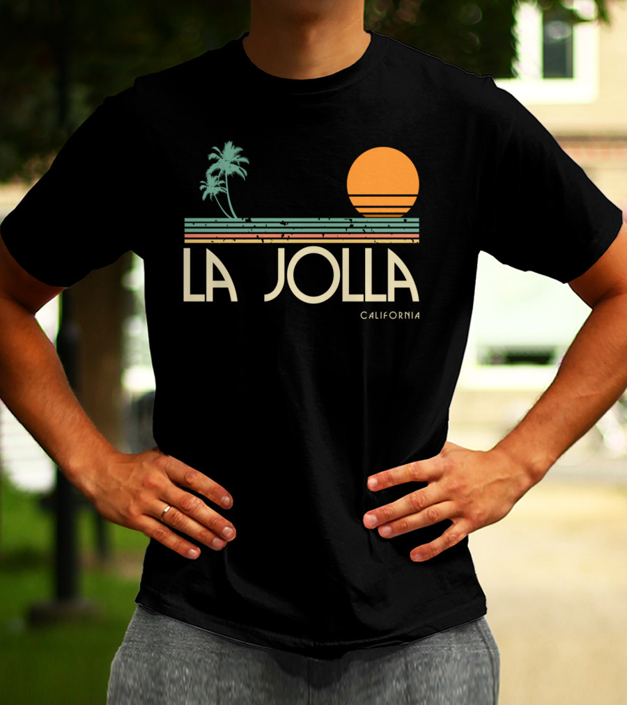 La Jolla California Vintage Sunset Palm Trees T-Shirt