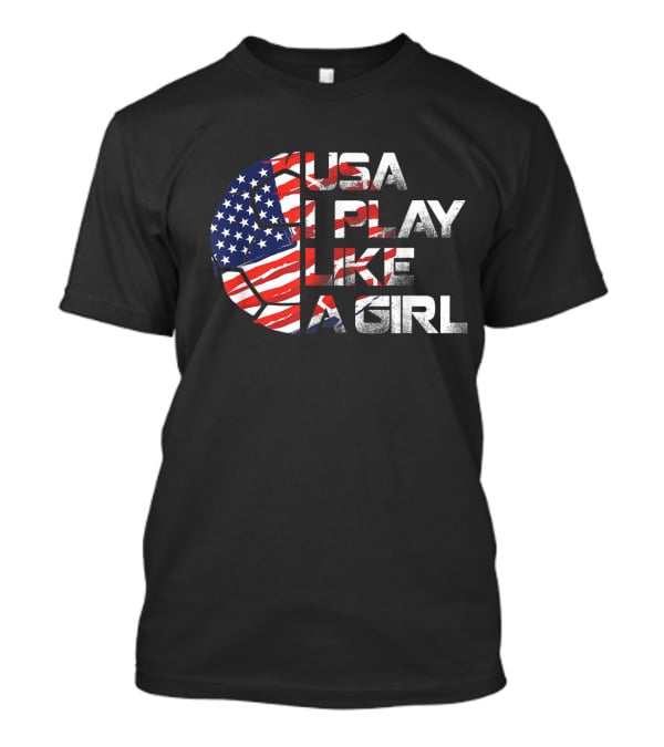 USA I Play Like A Girl Soccer Player American Flag T-Shirt