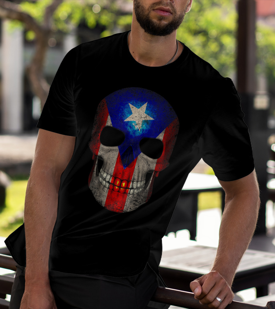 Puerto Rico Flag Skull T-Shirt