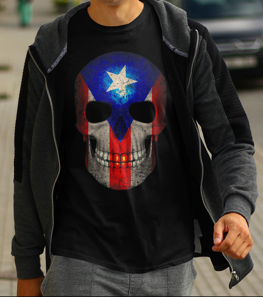 Puerto Rico Flag Skull T-Shirt