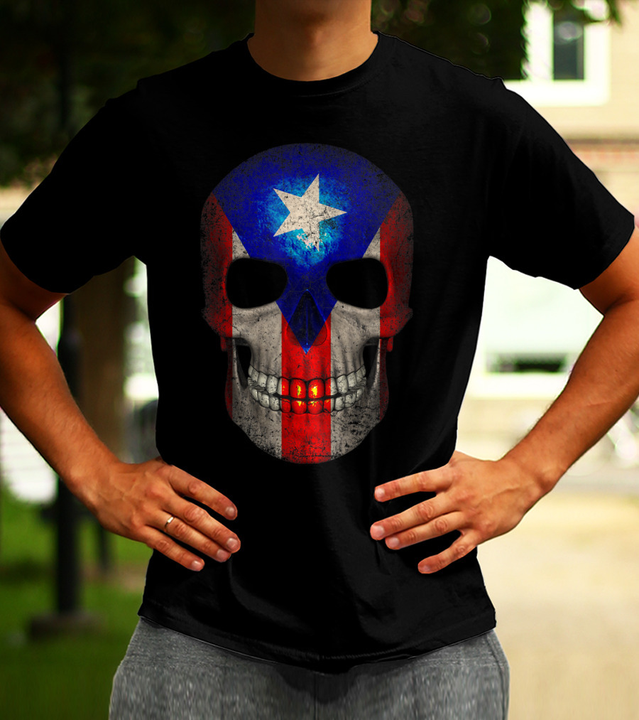 Puerto Rico Flag Skull T-Shirt