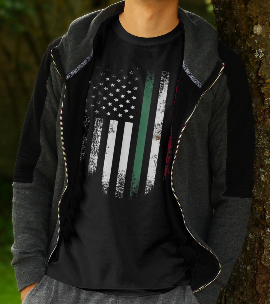 Vintage Mexican Roots American Grown Flag Design Mexico USA T-Shirt