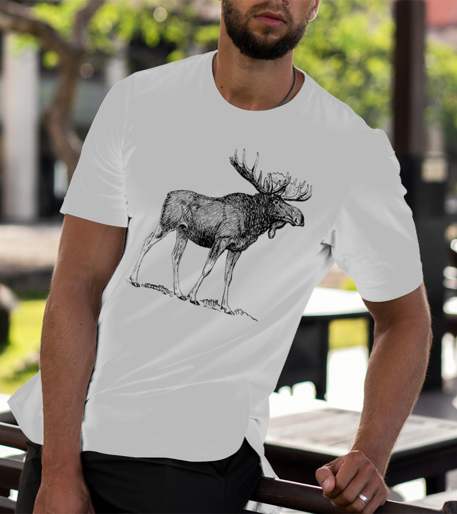 Vintage Moose Illustration Retro Wildlife T-Shirt