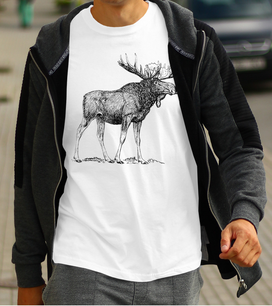 Vintage Moose Illustration Retro Wildlife T-Shirt