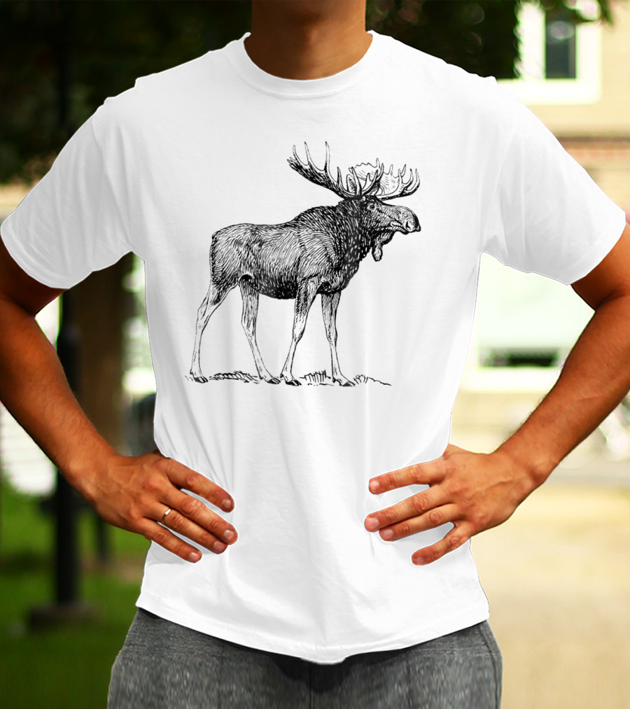 Vintage Moose Illustration Retro Wildlife T-Shirt