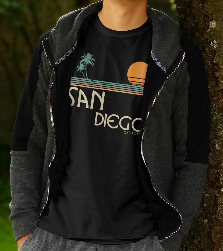 San Diego California Vintage Sunset Palm Trees T-Shirt