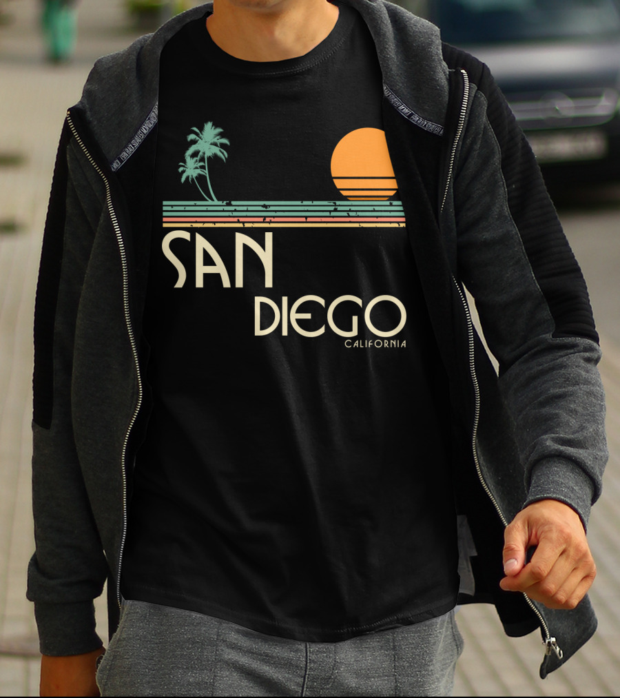 San Diego California Vintage Sunset Palm Trees T-Shirt
