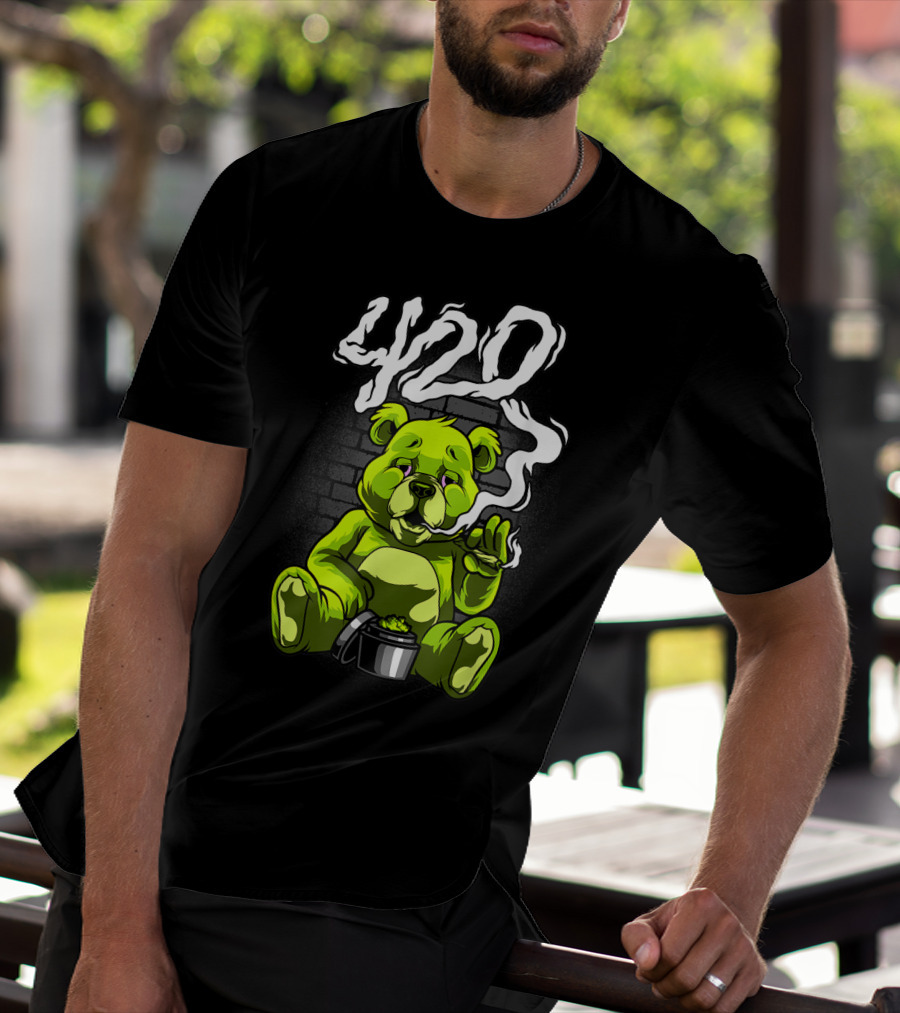 Cannabis Weed Bear Stoned Teddy 420 Joint T-Shirt