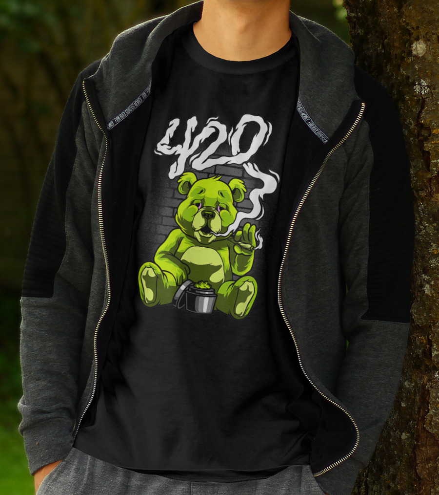 Cannabis Weed Bear Stoned Teddy 420 Joint T-Shirt