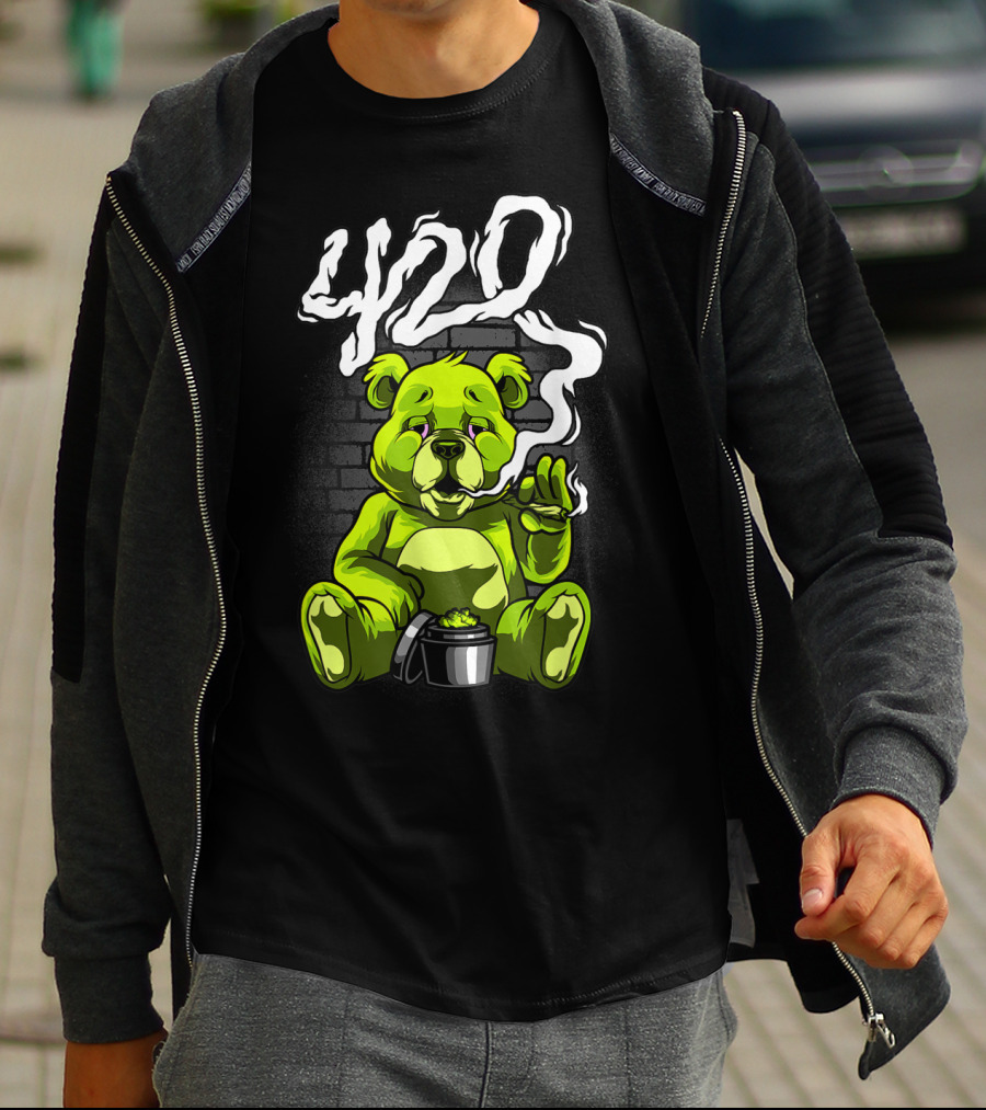 Cannabis Weed Bear Stoned Teddy 420 Joint T-Shirt