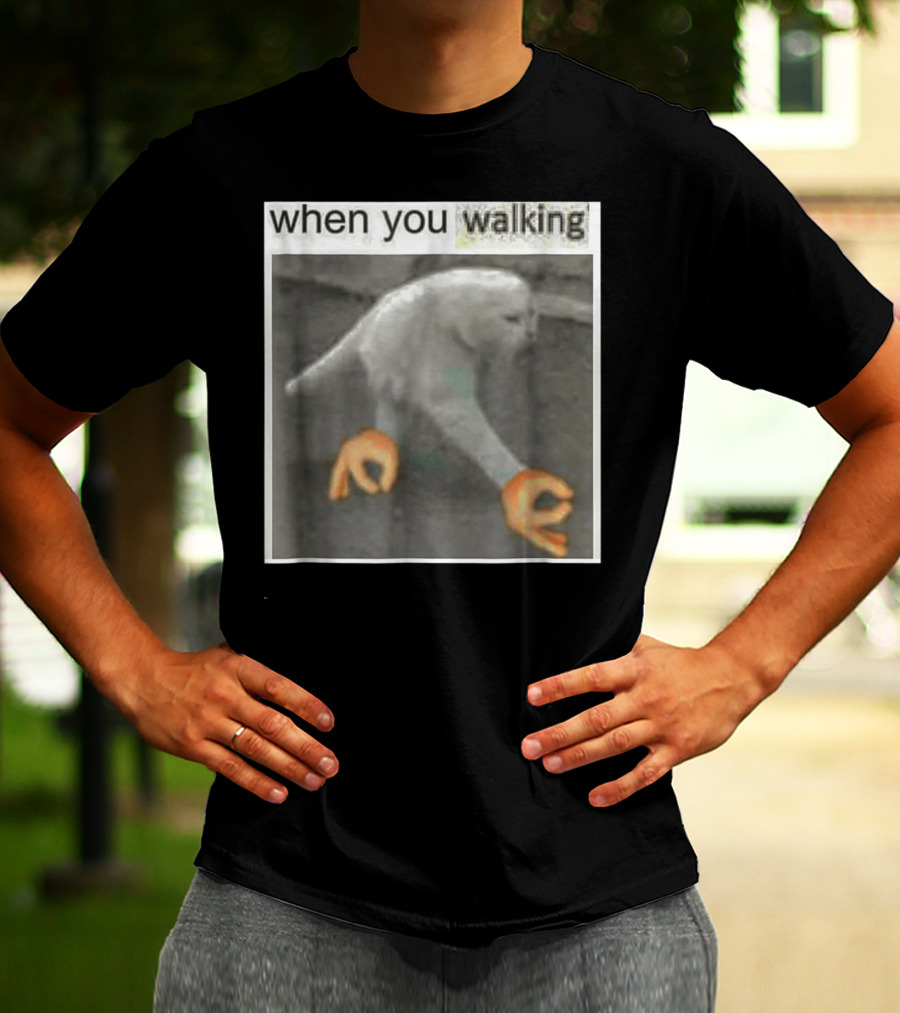 When You Walking Cat Meme With 3D Hands T-Shirt