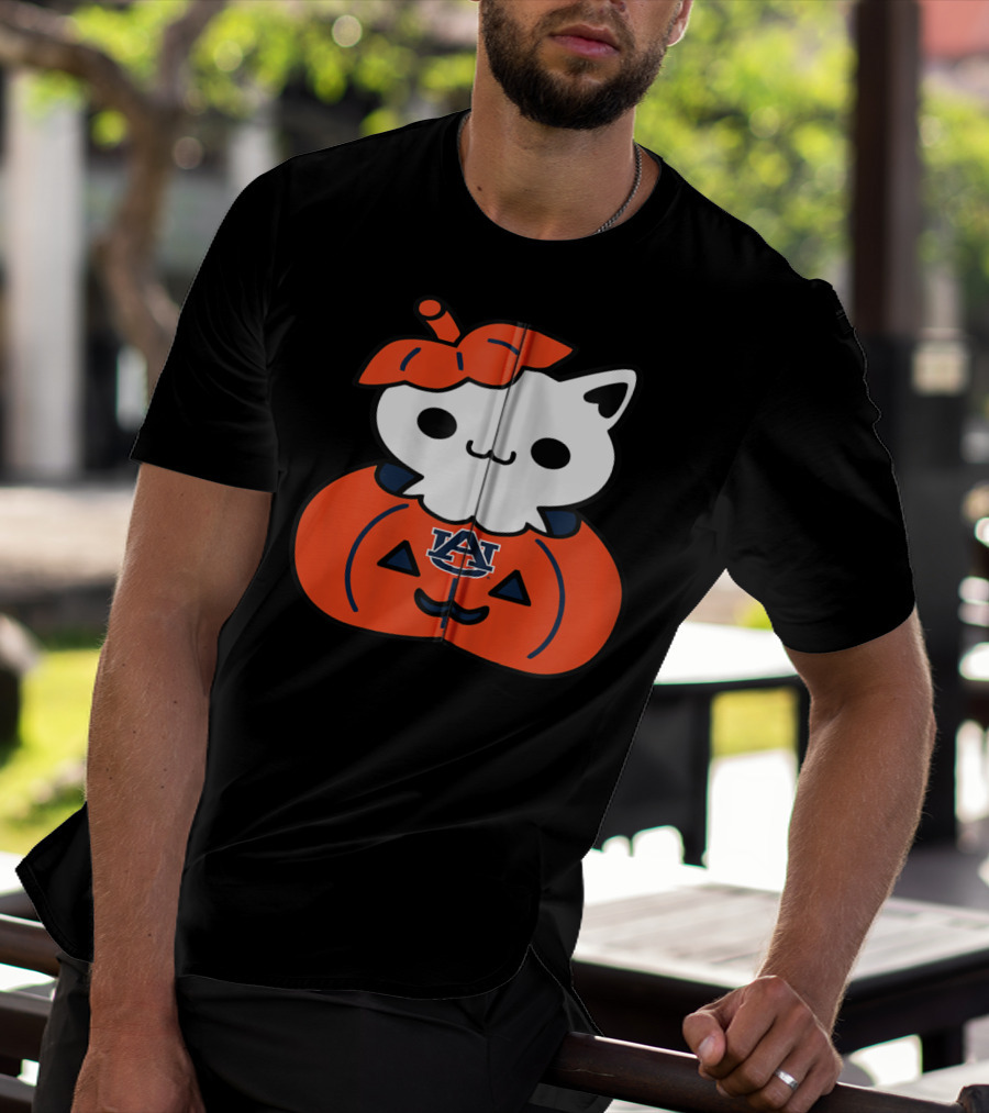 Auburn Tigers Cat In Pumpkin Halloween T-Shirt