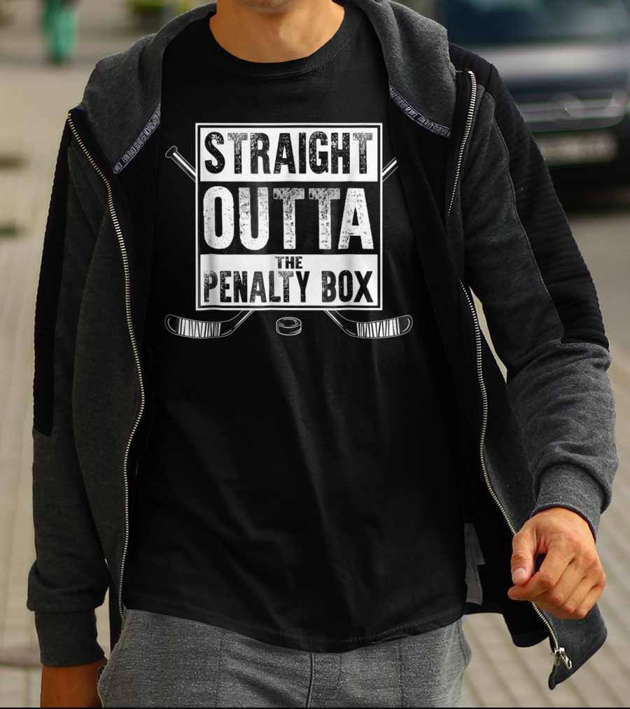 Straight Outta The Penalty Box Ice Hockey Sticks And Puck T-Shirt