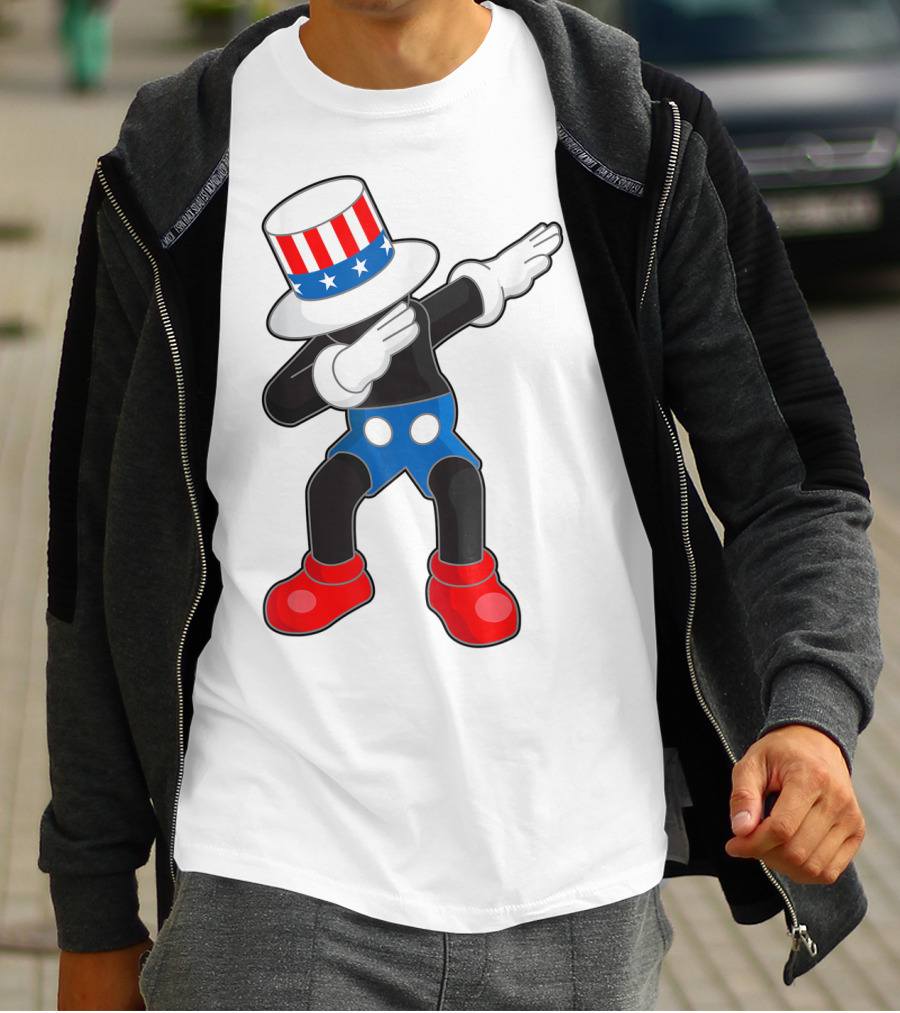 Kaws Mick Mouse Dab Dance Uncle Sam Hat T-Shirt