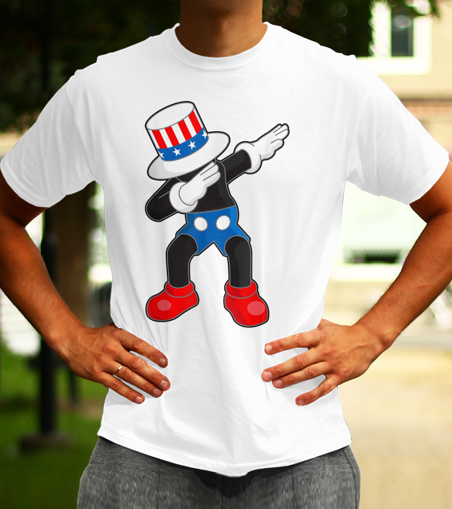 Kaws Mick Mouse Dab Dance Uncle Sam Hat T-Shirt