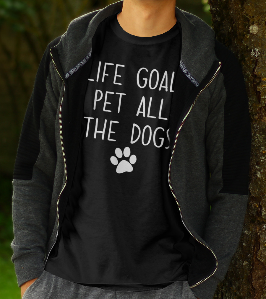 Life Goal Pet All The Dogs Paw Print Pet Lover T-Shirt