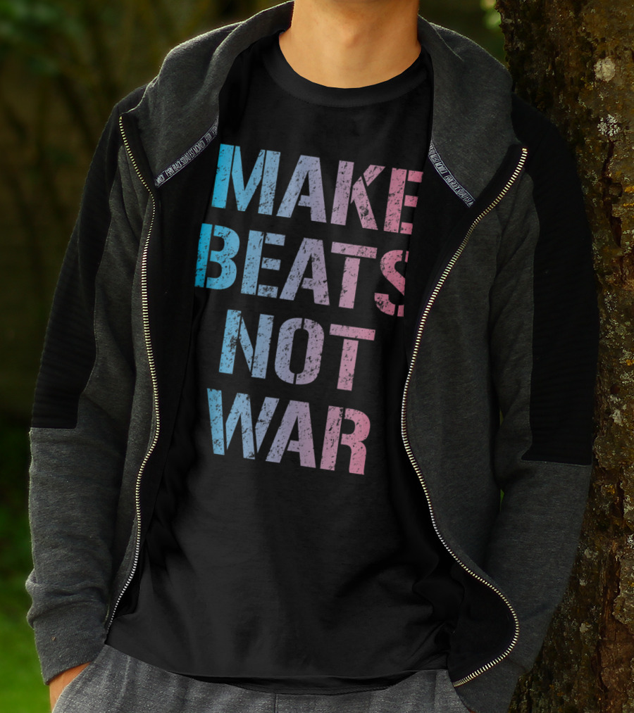 Make Beats Not War Trippy EDM Rave Colorful Festival Text T-Shirt