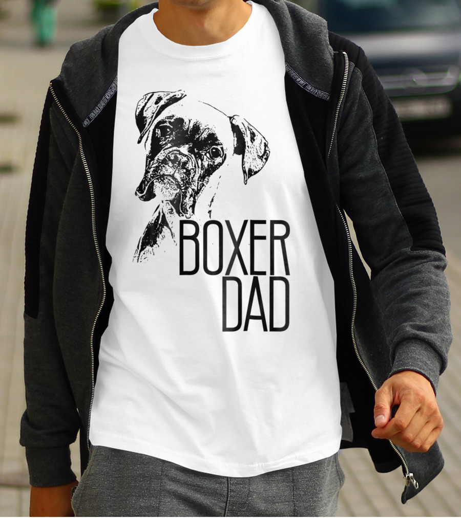 BOXER DAD DOG FACE DOG LOVERS MENS BOXER T-Shirt