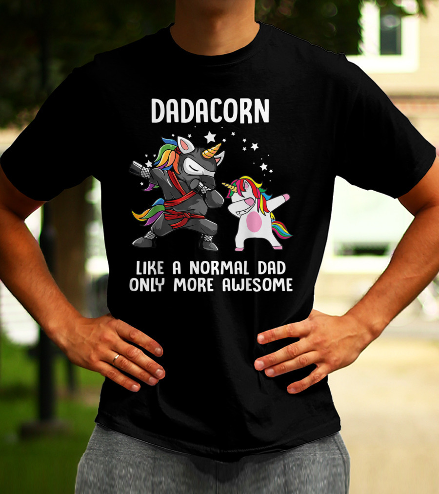 Dadacorn Like A Normal Dad Only More Awesome Ninja Rainbow Unicorn Stars T-Shirt