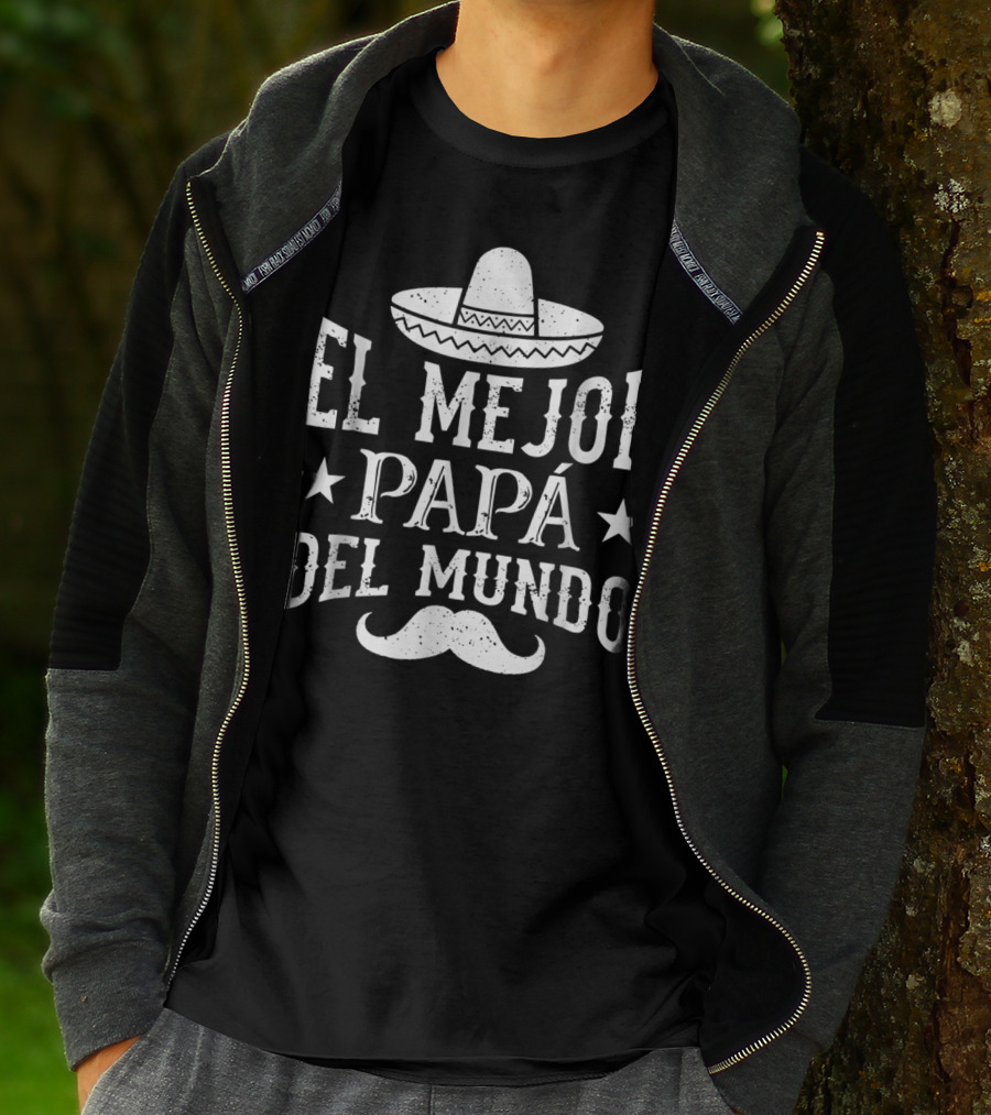 El Mejor Papá Del Mundo Sombrero Y Bigote Decoración T-Shirt