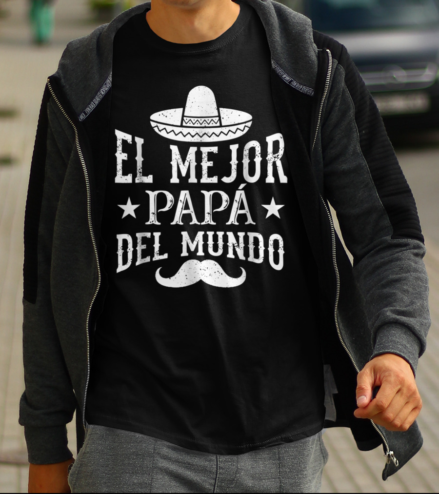 El Mejor Papá Del Mundo Sombrero Y Bigote Decoración T-Shirt