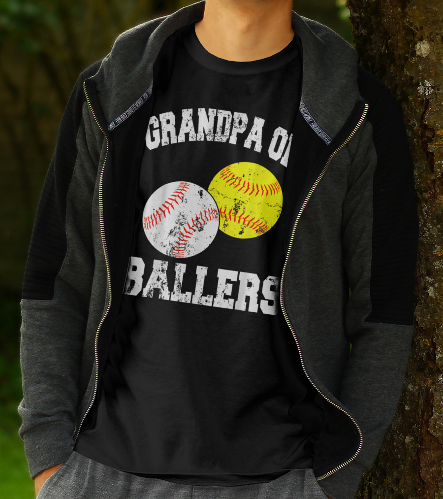 Grandpa Of Ballers Funny Baseball Softball T-Shirt
