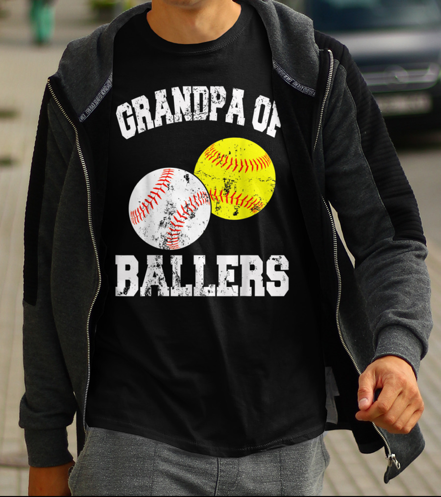 Grandpa Of Ballers Funny Baseball Softball T-Shirt