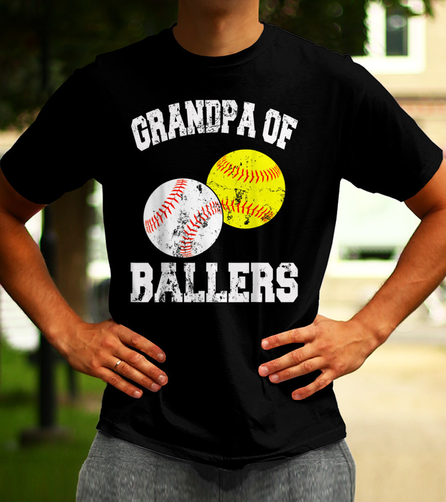 Grandpa Of Ballers Funny Baseball Softball T-Shirt