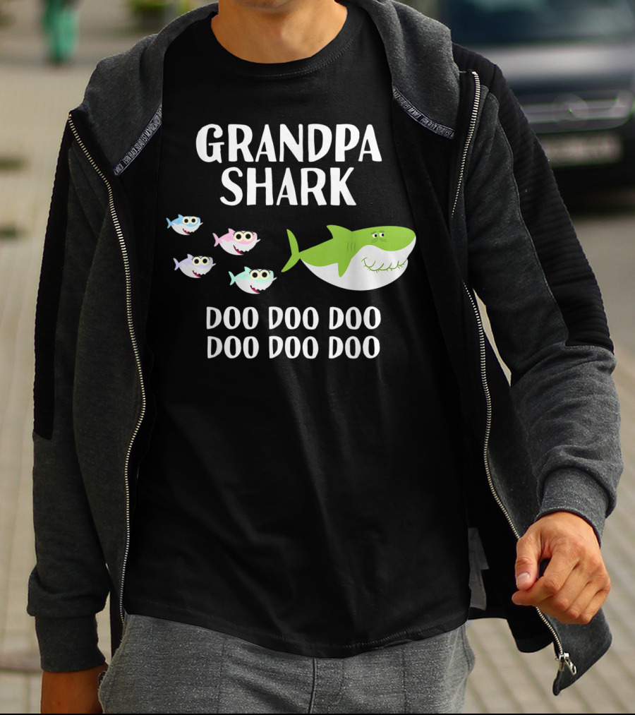Grandpa Shark Doo Doo Doo Doo With Baby Sharks T-Shirt