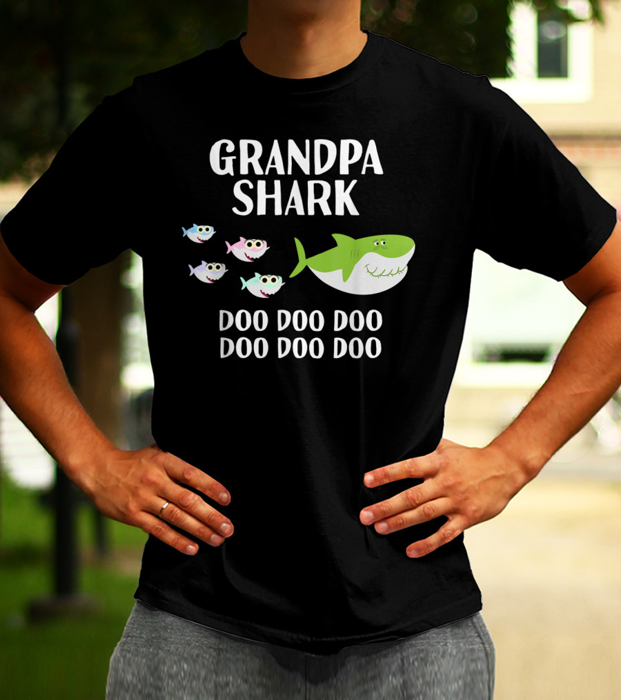 Grandpa Shark Doo Doo Doo Doo With Baby Sharks T-Shirt