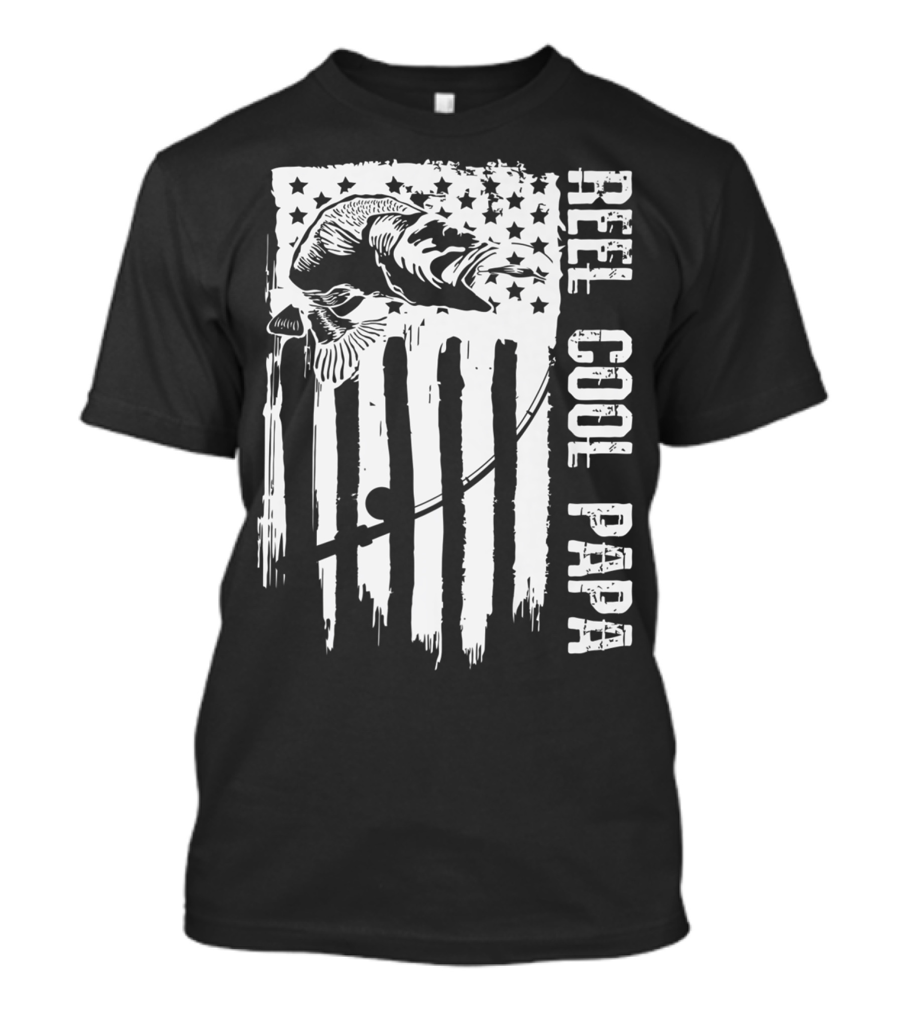 Reel Cool Papa Fishing Patriotic American Flag T-Shirt