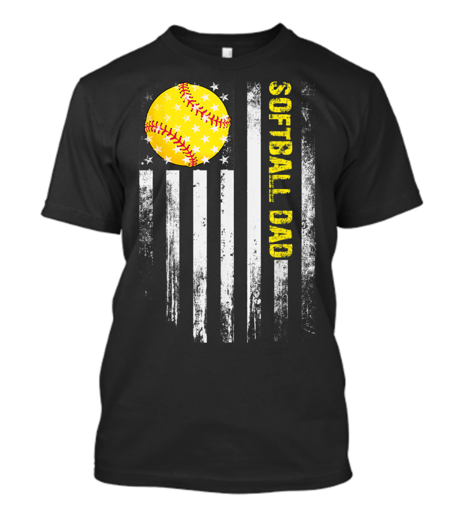 Softball Dad American Flag Father's Day T-Shirt