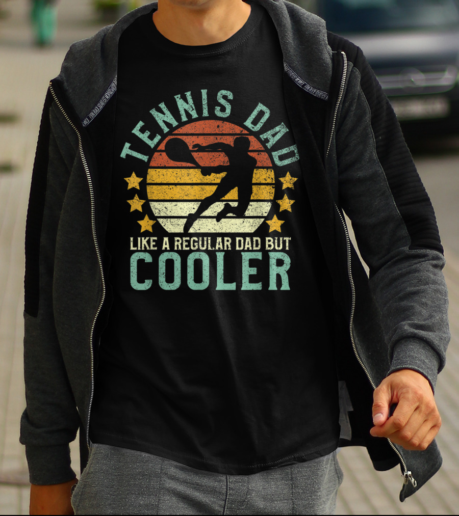 Tennis Dad Like A Regular Dad But Cooler Retro Sunset T-Shirt